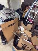 BOXES OF GENERAL HOUSEHOLD ITEMS AND CLOTHES