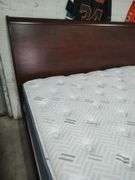 ASHLEY CHERRY FINISH KING SIZE SLEIGH BED - HEADBOARD WITH FOOTBOARD AND RAILS AND SLATS - BOX SPRINGS AND MATTRESS WILL BE GIVEN TO BUYER IF WANTED
