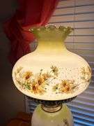 Vintage Style Floral Glass Table Lamp