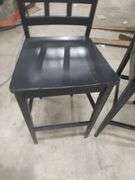 SET OF 2 BLACK BAR STOOLS WOOD - 30 INCHES FLOOR TO SEAT