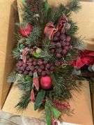 Holiday Decor Lot - Deer Scene Art, Ornaments, Pfaltzgraff Winterberry