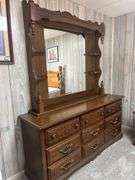 Nine-Drawer Dresser with Mirror and Nightstand