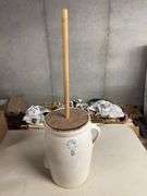 Stoneware Butter Churn with Wooden Dasher