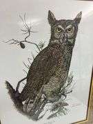 Steve St. Clair Signed Great Horned Owl Framed Print
