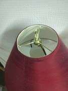 Pair of Brass Tone Lamps with Red Shades