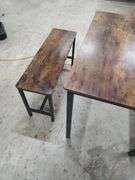 DINING TABLE WITH 2 BENCH SEATS - TABLE MEASURES 43X28X30 BENCHES ARE 20 INCHES FLOOR TO SEAT