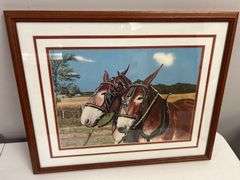 Steve St. Clair Limited Edition Framed Print: Team of Mules