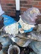 Garden Gnome Waterfall Fountain with Inscription Rock