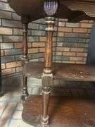 Wooden Chair with Woven Seat and Three-Tier Side Table