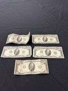 Lot of 5 Ten Dollar Federal Reserve Notes