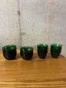 Set of 19 Green Depression Glass Bowls with Floral Design