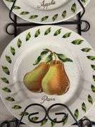 Decorative Fruit Plate Trio with Metal Display Stand