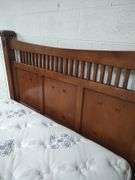 QUEEN SIZE BED - HEADBOARD WITH FOOTBOARD AND RAILS AND SLATS - BOX SPRING AND MATTRESS WILL BE GIVEN TO BUYER IF WANTED