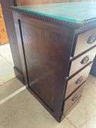 Wood Desk with Glass Top and Multiple Drawers