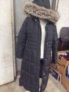 WOMENS- FREE COUNTRY- SIZE X-LARGE- LONG- BLACK DOWN- HOODED- PUFFER JACKET-