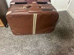Side Table with Lamp & Set of Three Suitcases