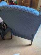 Wingback Recliner Chair with Blue Patterned Fabric
