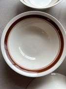 Set of 5 Porcelain Bowls with Brown Trim - Made in China