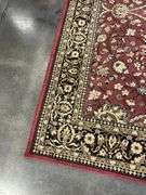 Floral Pattern Rug - Burgundy, Black, and Beige