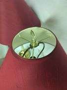 Pair of Brass Tone Lamps with Red Shades