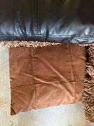 Assorted Decorative Throw Pillows - Leather, Suede, and Floral Set