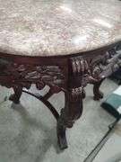 CARVED MARBLE TOP TABLE - 32X24X29