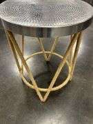 Hammered Metal Top Accent Table with Rope Detail