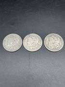 THREE MORGAN SILVER DOLLARS