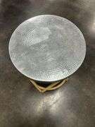 Hammered Metal Top Accent Table with Rope Detail