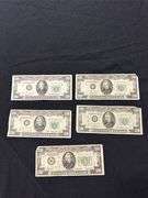 Lot of Five $20 Federal Reserve Notes