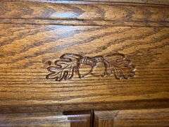 Ornate Oak Wood China Cabinet with Glass Display