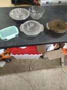 PYREX AND ANCHOR MIXING BOWLS AND ETC
