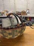 Assorted Handbags with Woven Basket