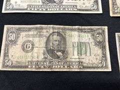 Four 1934 Series $50 Federal Reserve Notes