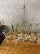 Assorted Glassware Lot: Drinking Glasses and Dessert Bowls