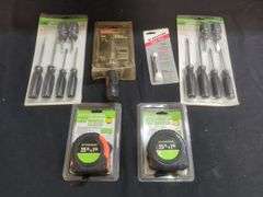 Pittsburgh Screwdrivers, Tape Measures, Popular Mechanics Screwdriver, and Vigor Super Glue