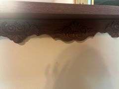 Ornate Wood Framed Mirror with Shelf
