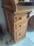 Oak Roll Top Desk with Multiple Drawers