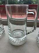Set of 4 Glass Beer Mugs with Paneled Bases