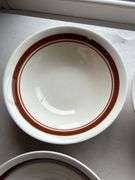 Set of 5 Porcelain Bowls with Brown Trim - Made in China
