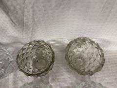 Assorted Glass Dishes and Cobalt Violin Bottle