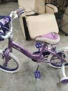 GIRLS 16 INCH HUFFY MAJOR FLIRT BICYCLE WITH TRAINING WHEELS