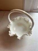 Fenton Hobnail Milk Glass Basket
