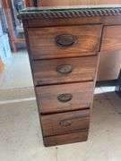 Wood Desk with Glass Top and Multiple Drawers