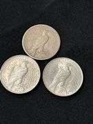 Three 1923 US Peace Silver Dollars