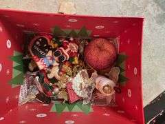 Holiday Decor Lot - Deer Scene Art, Ornaments, Pfaltzgraff Winterberry