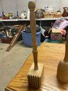 Wooden Kitchen Utensils: Meat Tenderizer, Masher, and Rolling Pin