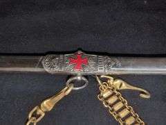 Knights Templar Ceremonial Sword with Belt and Chain