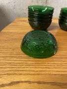 Set of 19 Green Depression Glass Bowls with Floral Design