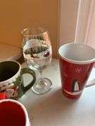 Group of Holiday Themed Mugs and Glass